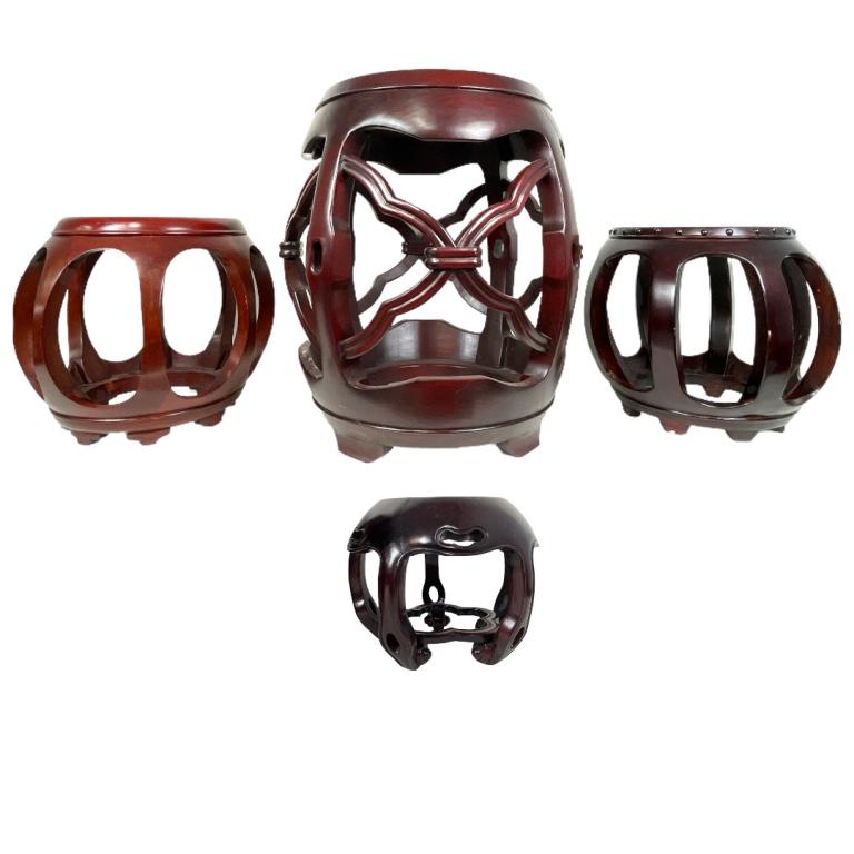 Lot of 4 Chinese Garden Form Wooden Display Stands (1 of 4)