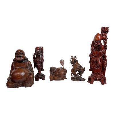 Lot of 5 Vintage Chinese Wooden Various Carvings (1 of 4)