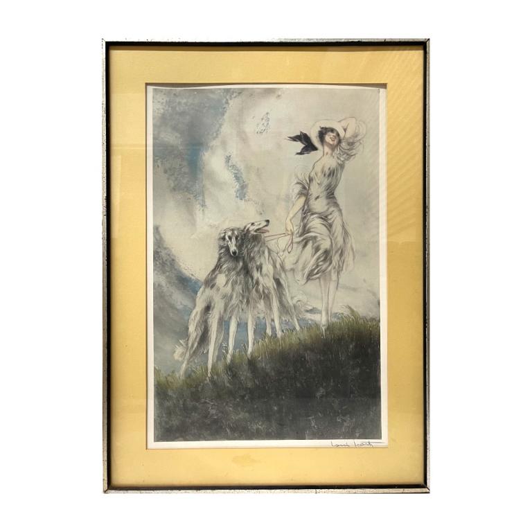 Louis Icart Color Lithograph Of Woman With Dogs (1 of 4)