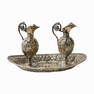 Antique Judaic French Double Silverplate Cruet Set