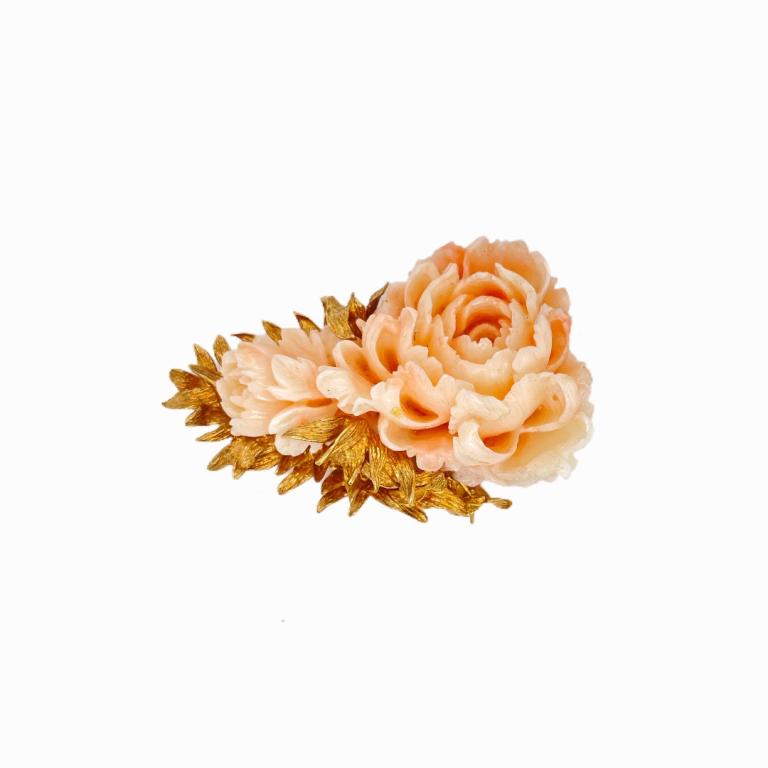 Vintage Large Chinese White Coral Flower Pendant (1 of 2)