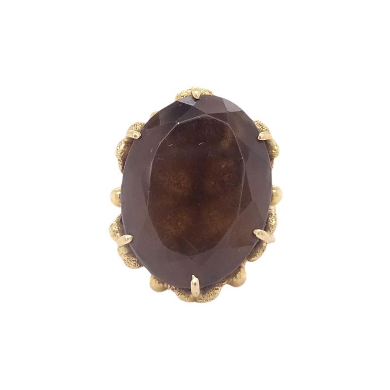 18K YG Italian Huge Oval Amber Gemstone Ring (1 of 3)