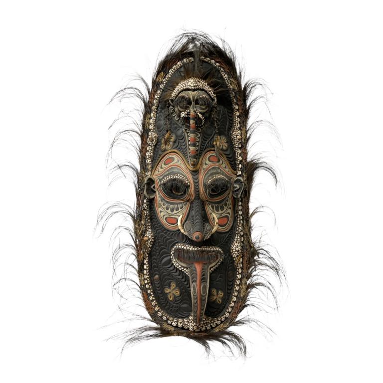 Large Vintage African New Guinea Tripl Face Shield (1 of 5)