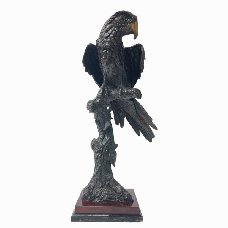 Large Bronze Parrot Sculpture On Tiered Base (1 of 5)