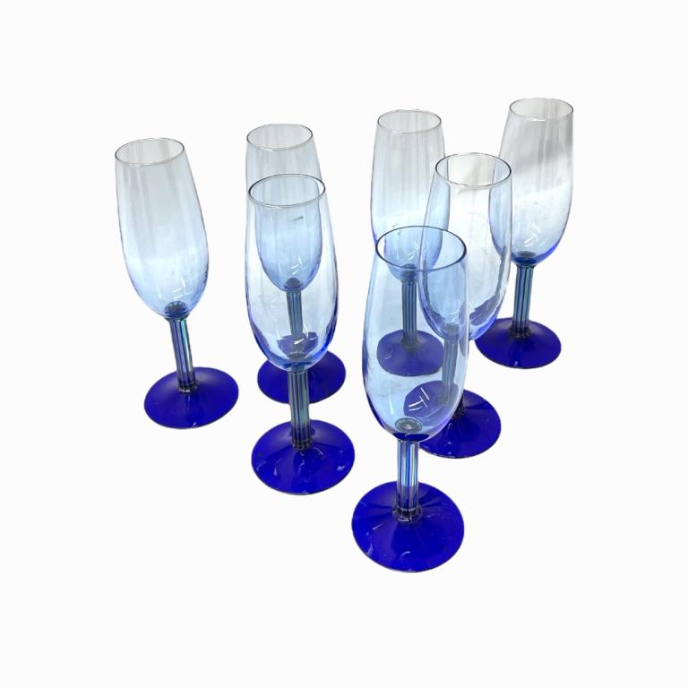 7 La Filigrana Murano Cobalt Glass Champange Stems (1 of 2)