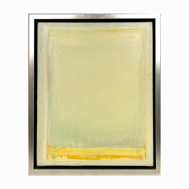 Modern Lemon Lime Oil Painting on Canvas: Modern Lemon Lime Oil Painting on Canvas. Measures 18 1/2 inches high x 15 inches wide. Unsigned.