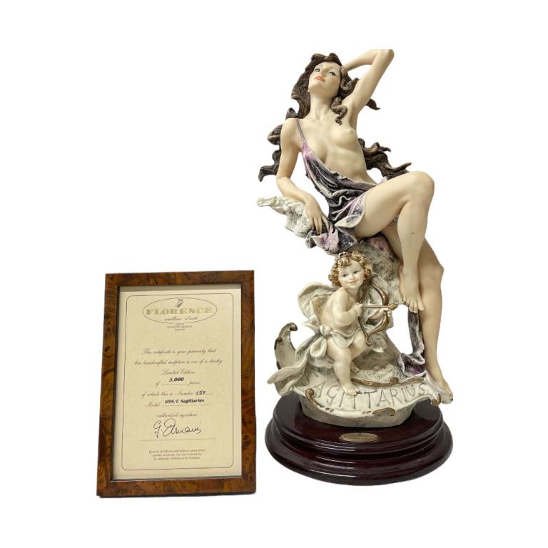 Giuseppe Armani "Saggitarius" Sculpture 0698C: Giuseppe Armani Italian porcelain sculpture titled "Sagitarius" number 0698C. Measures approx. 12 3/4" height. Includes original box. Appears in overall good condition.