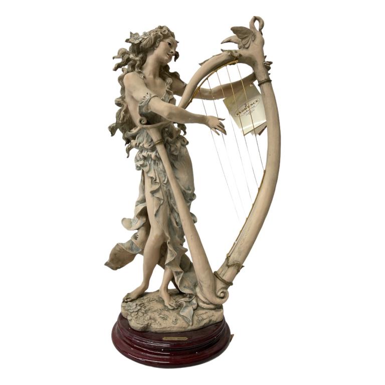 Giuseppe Armani "Angelica" Sculpture 0484C: Giuseppe Armani Italian porcelain sculpture titled "Angelica" number 0484C. Measures approx. 19" height. Includes original box. Appears in overall good condition.