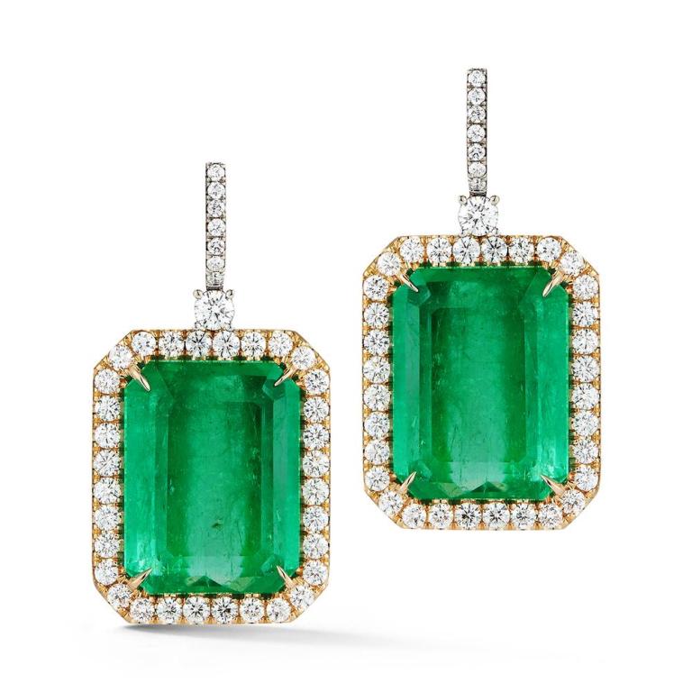 80ct Emerald And 4ct Diamond Earrings (1 of 1)
