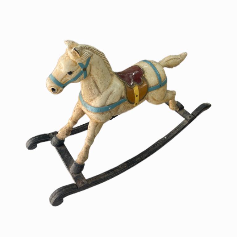 Antique American Cold Painted Iron Rocking Horse (1 of 4)