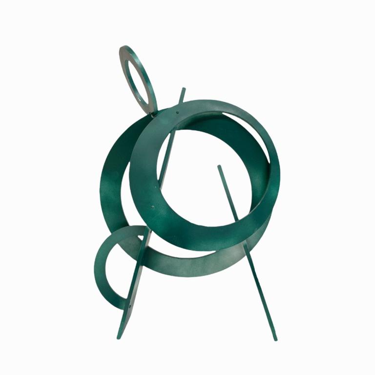 Green Painted White Metal Geometric Table Sculptur (1 of 3)