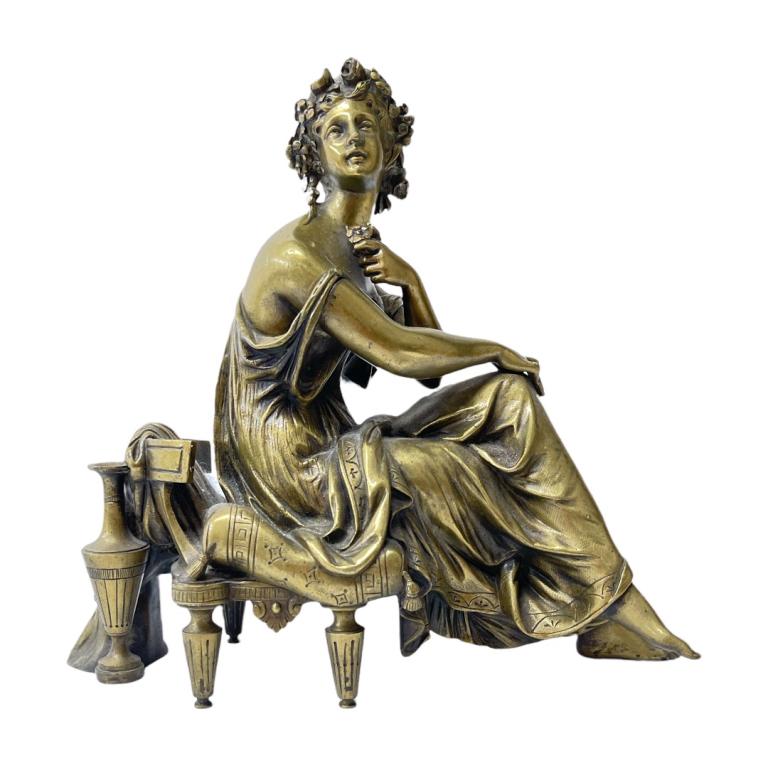 Anitque Gilt Bronze Sculpture Of Seated Woman (1 of 4)