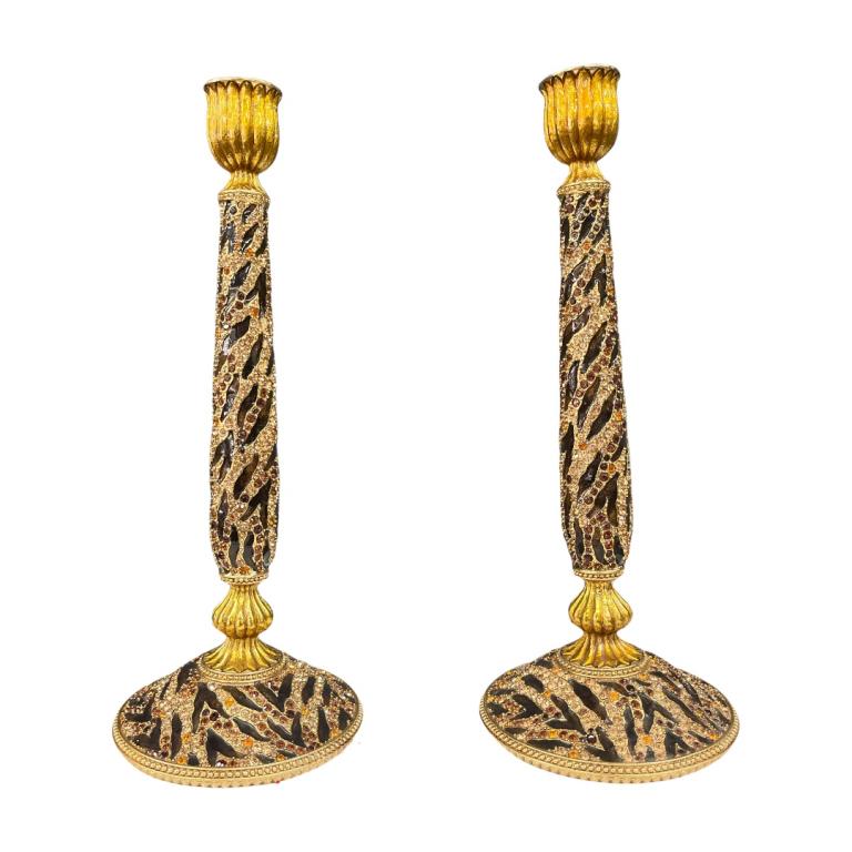 Pair Jay Strongwater Swarovski Candlestick Holders (1 of 3)