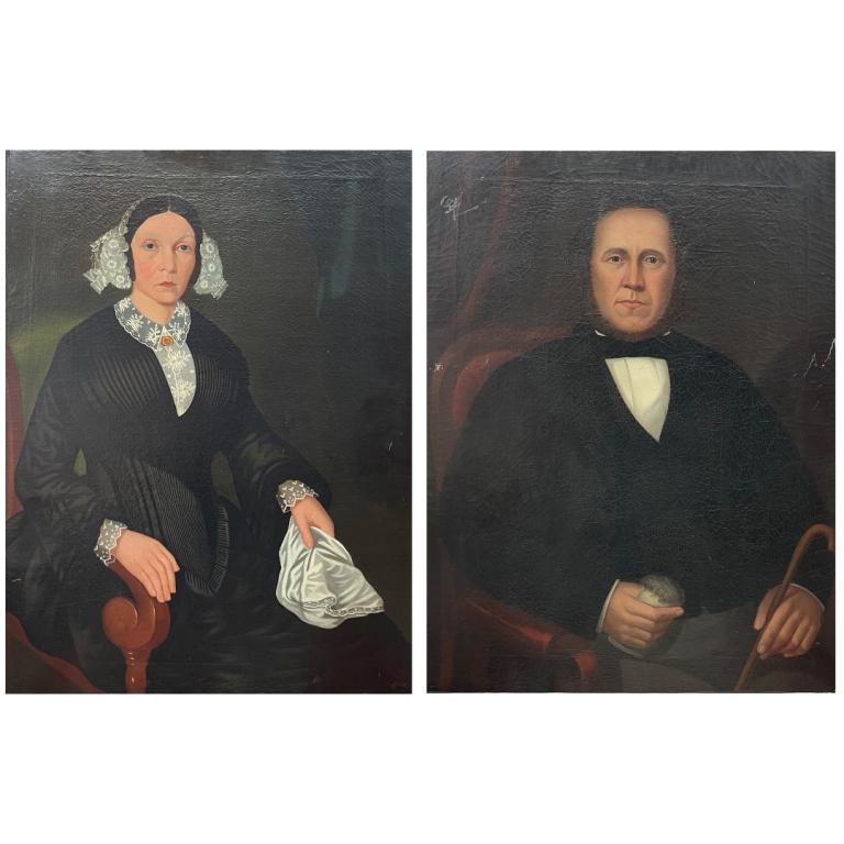 Pr. 19th C Signed Americana Portrait Oil Paintings (1 of 4)