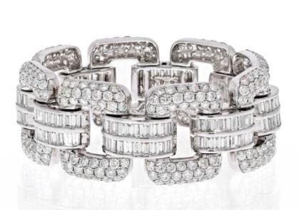 18K WHITE GOLD 30CT ROUND AND BAGUETTE BRACELET (1 of 5)