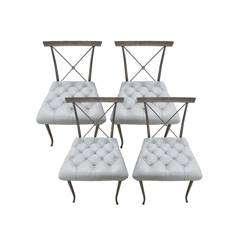 4 Mid Century Modern Regency Tufted Leather Chairs (1 of 2)