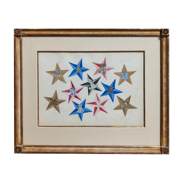 19 French Mixed Media Watercolor Heraldry Crests (1 of 20)