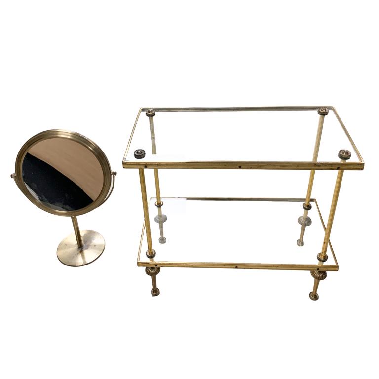 2 Mid Century Modern Brass Items Table & Mirror (1 of 1)