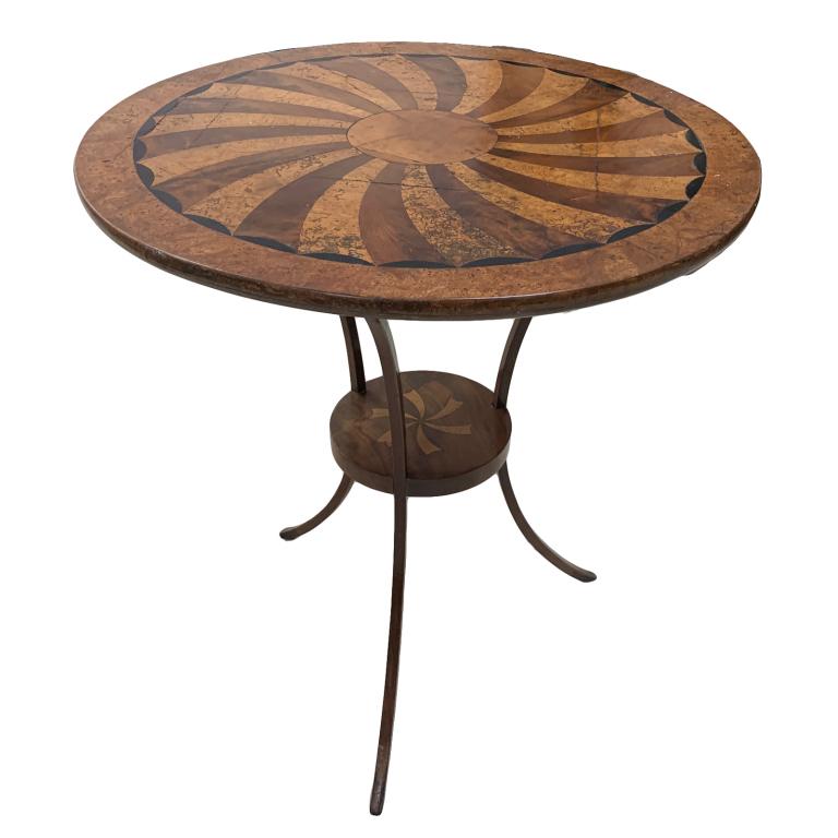 Antique English Burlwood Parquetry Round Table (1 of 3)