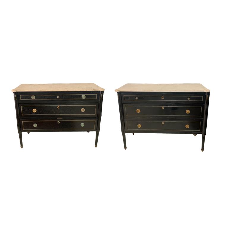 Pr. Ebony French Empire Style Chest Of Drawers (1 of 3)
