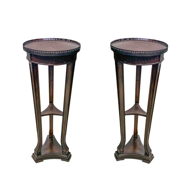 Pr. Antique Syle Wooden Tripod Pedestal Stands (1 of 2)