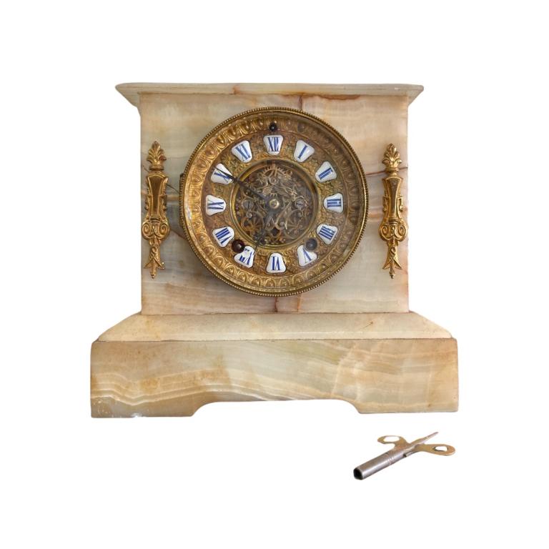 Antique Ansonia White Onyx Case Mantel Clock (1 of 3)