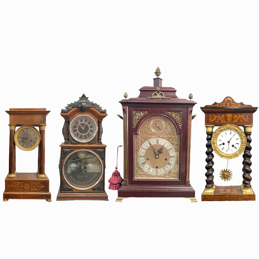 Lot of 4 Antique Various Wooden Case Mantel Clocks (1 of 8)