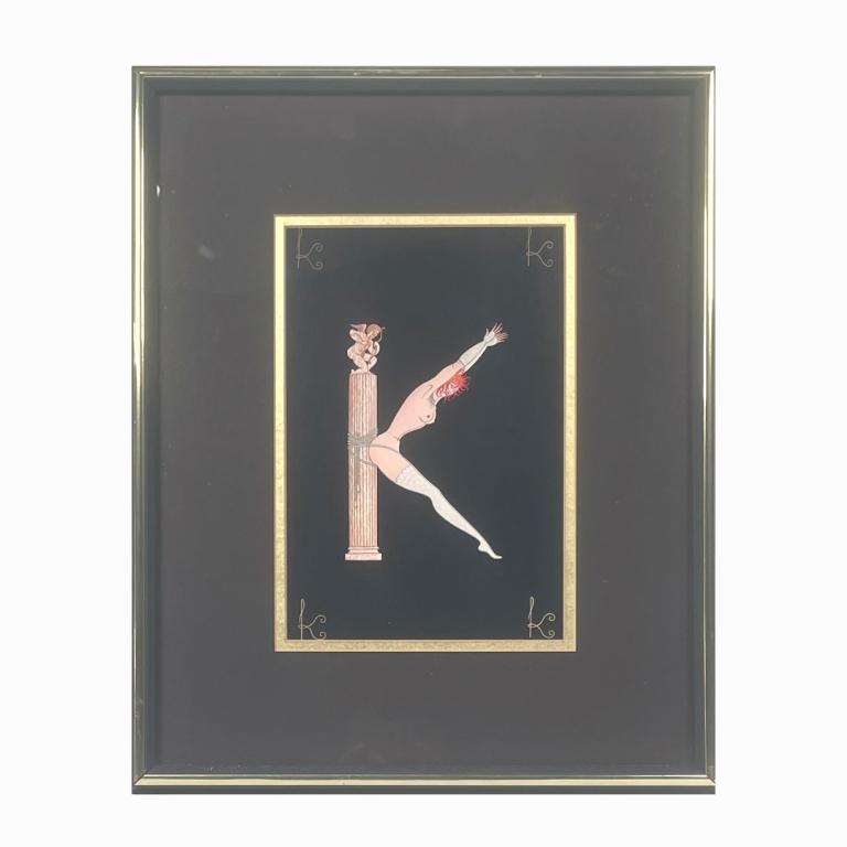 Erte "Letter K" Alphabet Suite Serigraph Framed (1 of 3)