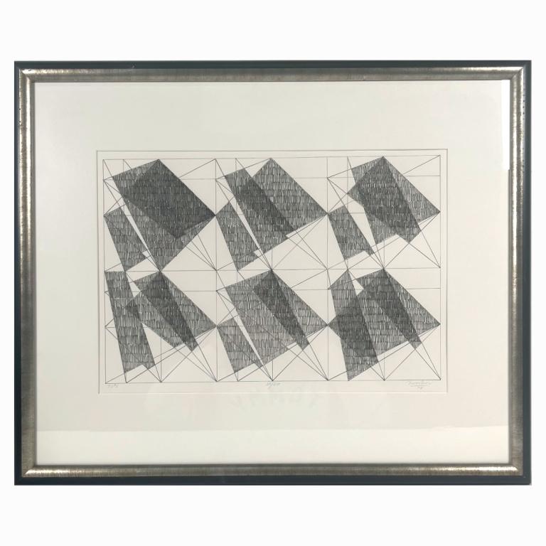 Jack Tworkov (USA 1900-1982) "#6" Lithograph: Jack Tworkov / Zworkov (AMERICAN / NEW YORK / MASSACHUSETTS, 1900 - 1982) black and white cubist lithograph titled "#6". Pencil signed to lower right and dated 1978. Pencil titled to lower left. Numbe