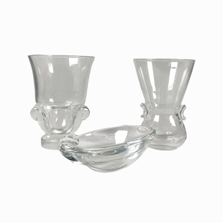 3pcs Steuben Glass Items: 2 Vases & 1 Bowl (1 of 4)
