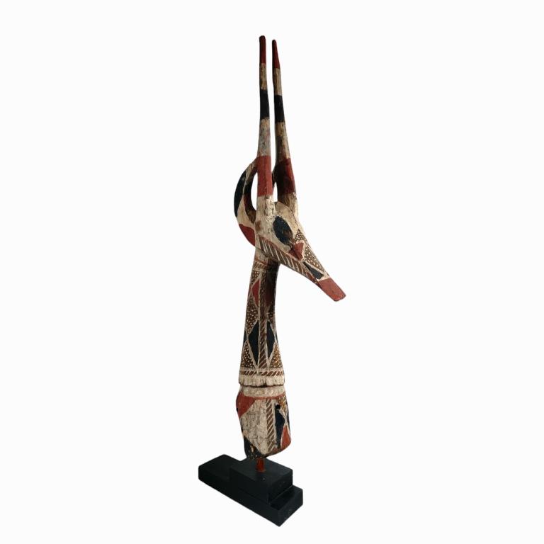 An Antique Mali West African Carved Sculpture: An Antique Mali West African Carved Wooden Sculpture. Measures 44 inches high x 11 inches wide x 5 inches deep
