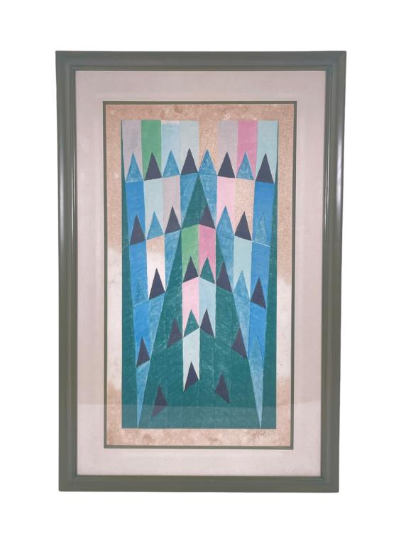 Alfredo Volpi (BRAZILIAN, 1896 - 1988) color limited edition color lithograph depicting blue, black (1 of 4)