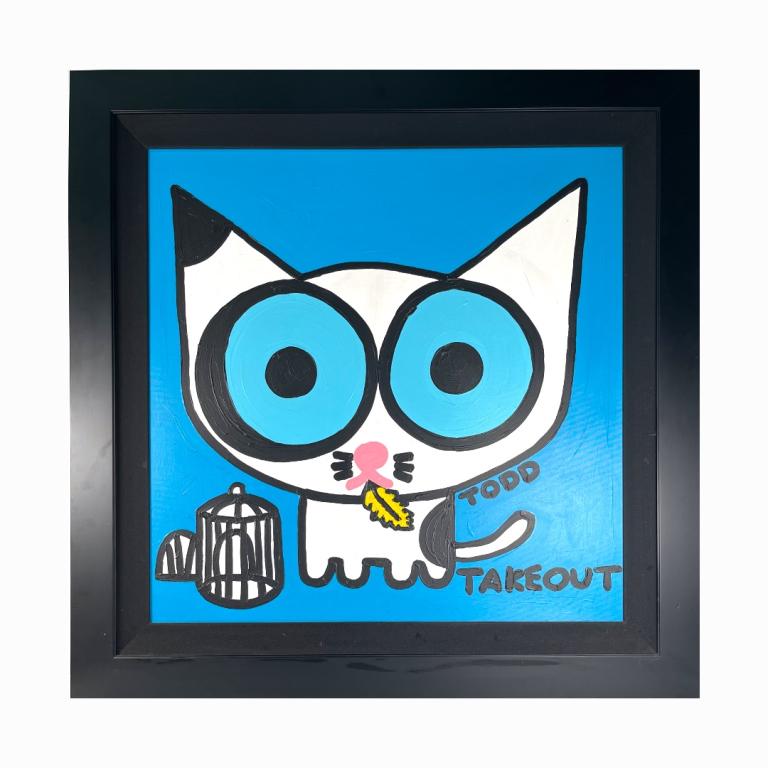 Todd Goldman "Take Out" Oil on Canvas. Signed. Measures approximately 36 inches high x 35 inches (1 of 5)