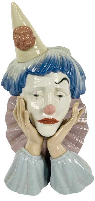 VINTAGE LLADRO 5129 CLOWN HEAD FIGURINE -12" X 6" X 6" APPROX -VERY GOOD CONDITION -DP21622 (1 of 6)