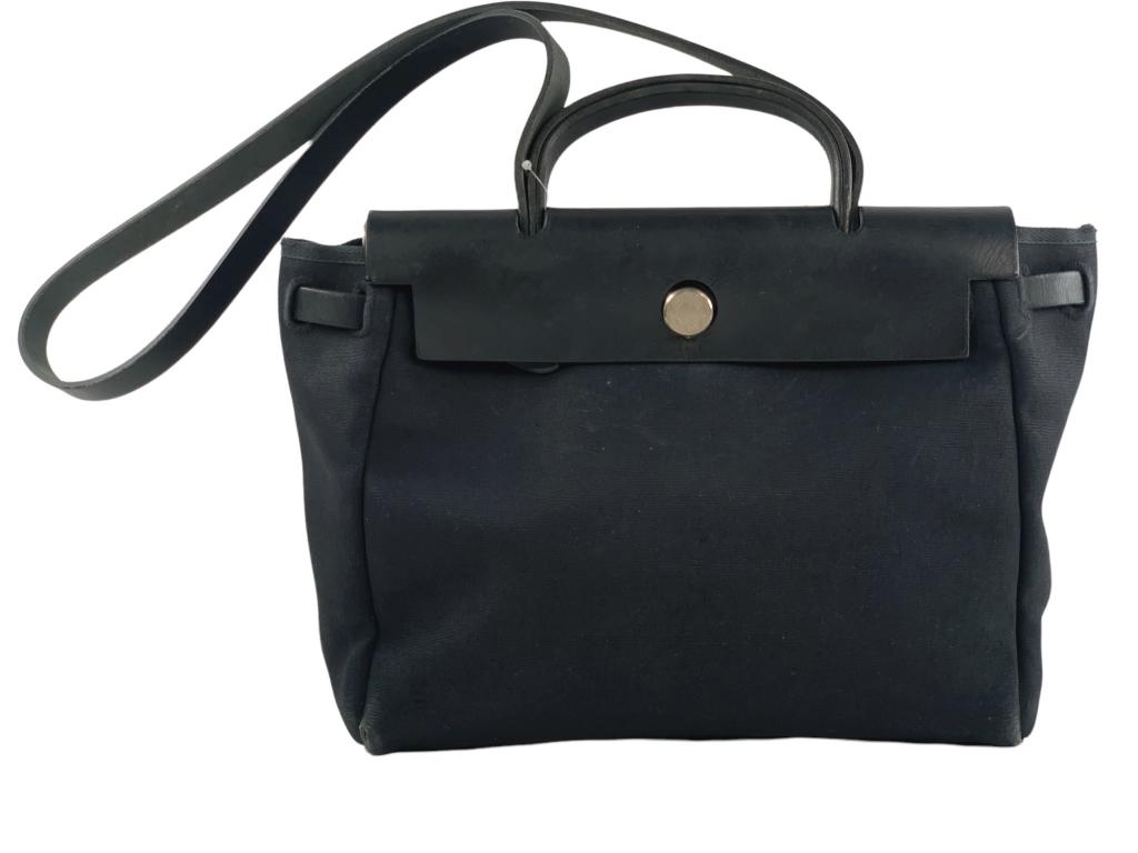 Hermès Herbag Ado Pm Toile Officier Black Silver M (1 of 8)