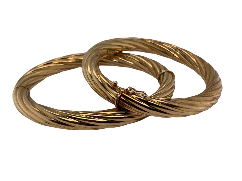 14K Bangle Bracelet. Two Bangles. (1 of 4)