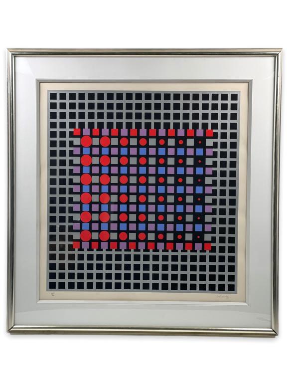Victor Vasarely, lithograph. Measures 41 inches high x 39 wide.: Victor Vasarely, lithograph. Measures 41 inches high x 39 wide.