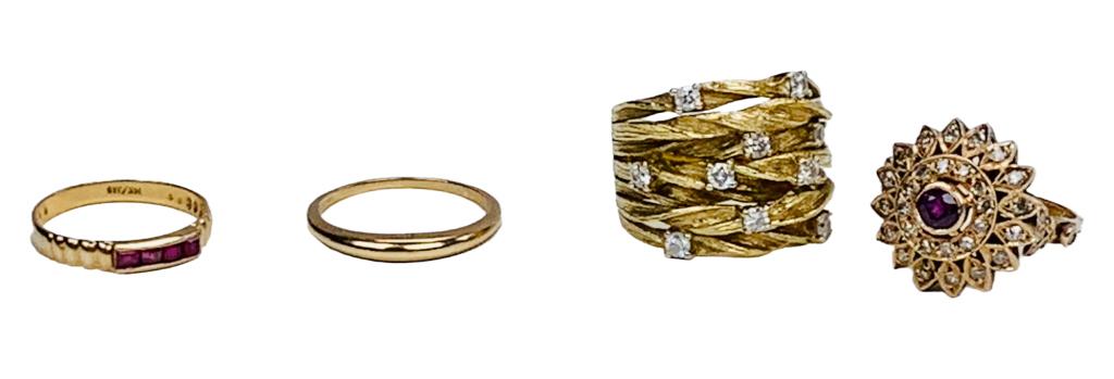 (4) Four Rings. 14 Karat Yellow Gold. (1 of 9)