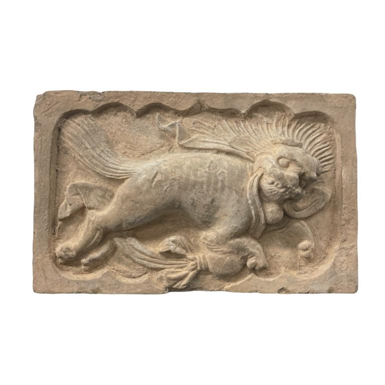 Antique Chinese Ming Foo Lion Heavy Temple Tile (1 of 3)