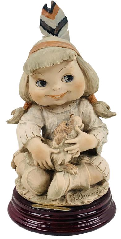 Giuseppe Armani Figurine: 0658-T Ray Of Moon: Giuseppe Armani Figurine: 0658-T Ray Of Moon Armani Figurine. Limited Edition of just 1000 pcs. Indian girl holding a dog. Signed. Measures: 7.5" x 4" x 4"