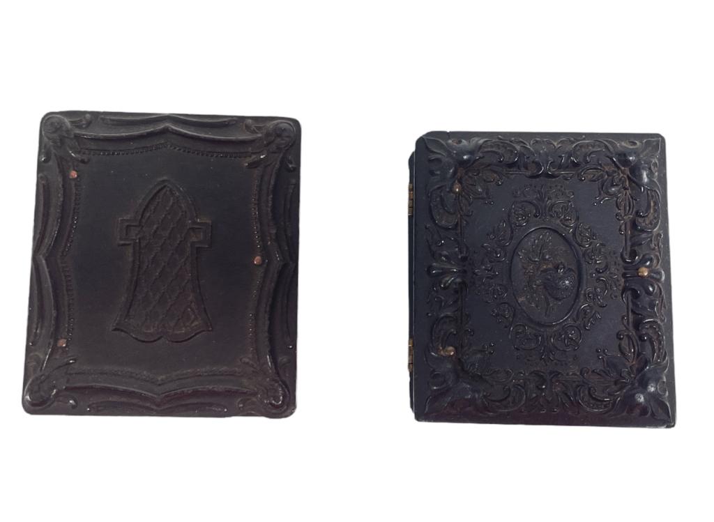 2 Antique Gutta Percha Cases W/ Tintype Portraits (1 of 5)