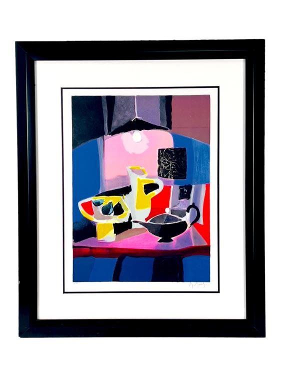 Moul Nature Morte a L'aba Marcel Mouly: Marcel Mouly Moul Nature Morte hand sign by the artist on the lower bottom corner, and its numbered from the EA artist's proof edition. unframed ( height: 23 inch, width: 17 inch) framed ( height 36 i