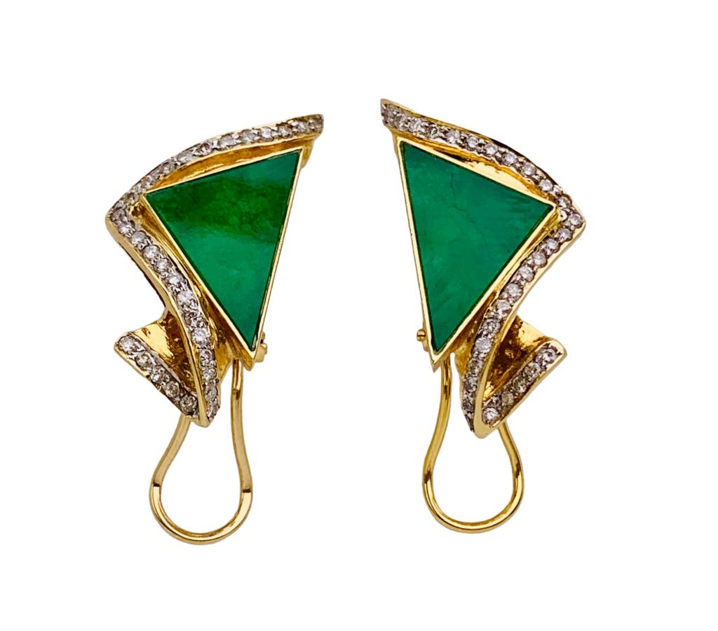 14K Diamond and Jade Earrings (1 of 4)