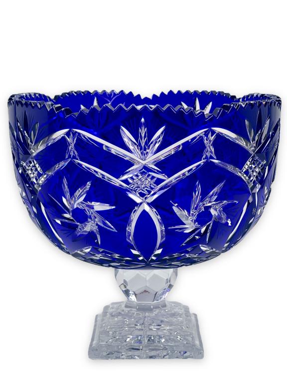 Avitra Blue Crystal Hand-Cut To Clear Footed Vase (1 of 6)