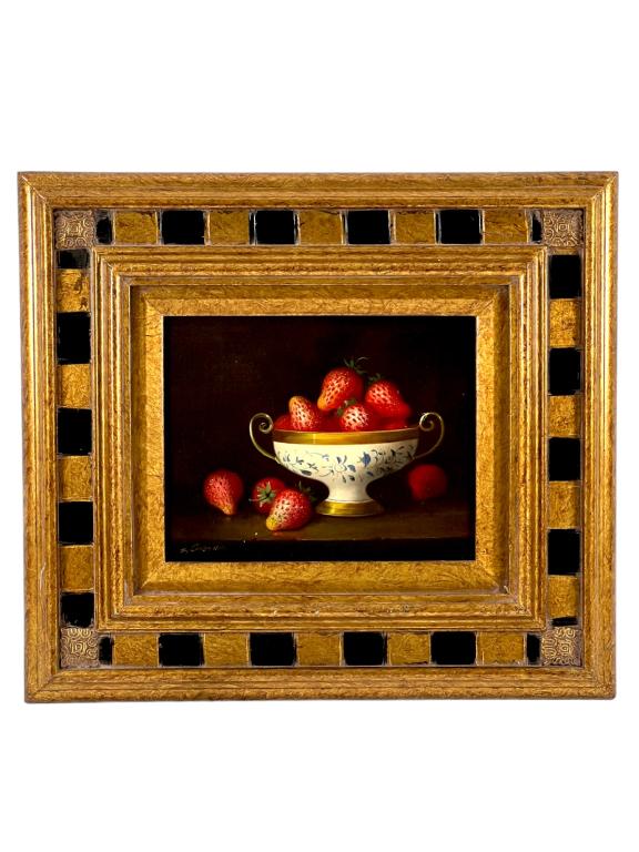 20TH C. R. CASPER STILL LIFE/BOWL OF STRAWBERRIES (1 of 4)