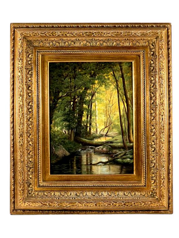 UNKNOWN, FOREST LANDSCAPE OIL ON BOARD PAINTING (1 of 9)