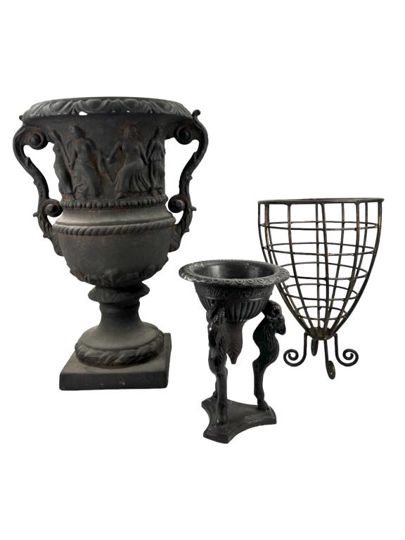 VINATGE PAIR OF 3 URNS/ GARDEN PLANTERS (1 of 9)