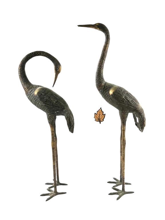 Fabulous Pair of Life Size Bronze Crane Sculptures (1 of 10)