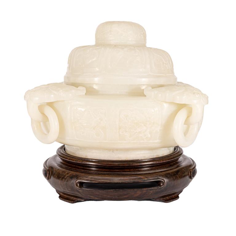 Fine Chinese White Jade Butterflies Covered Censer (1 of 8)