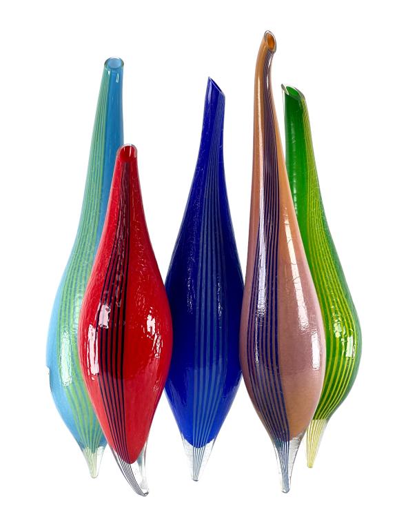 ORIGINAL ROB STERN GLASS ART GATHERING: ROB STERN Born in MiamI GLASS ART GATHERING; STRIPED 26"H 14"L 10"W